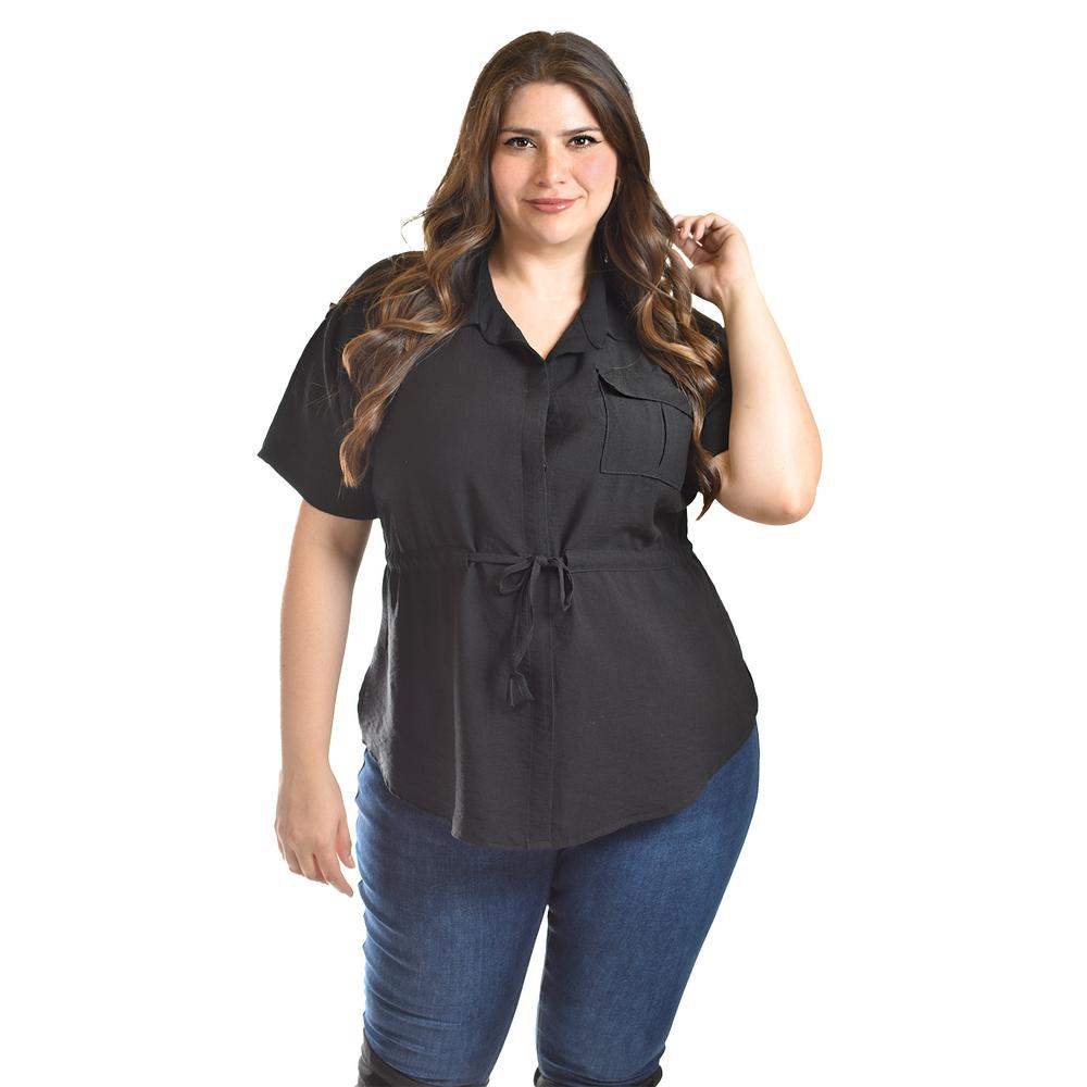 Blusa Camisera Ajustable Roman Fashion /tallas Extras, 2436 (negro) Negro