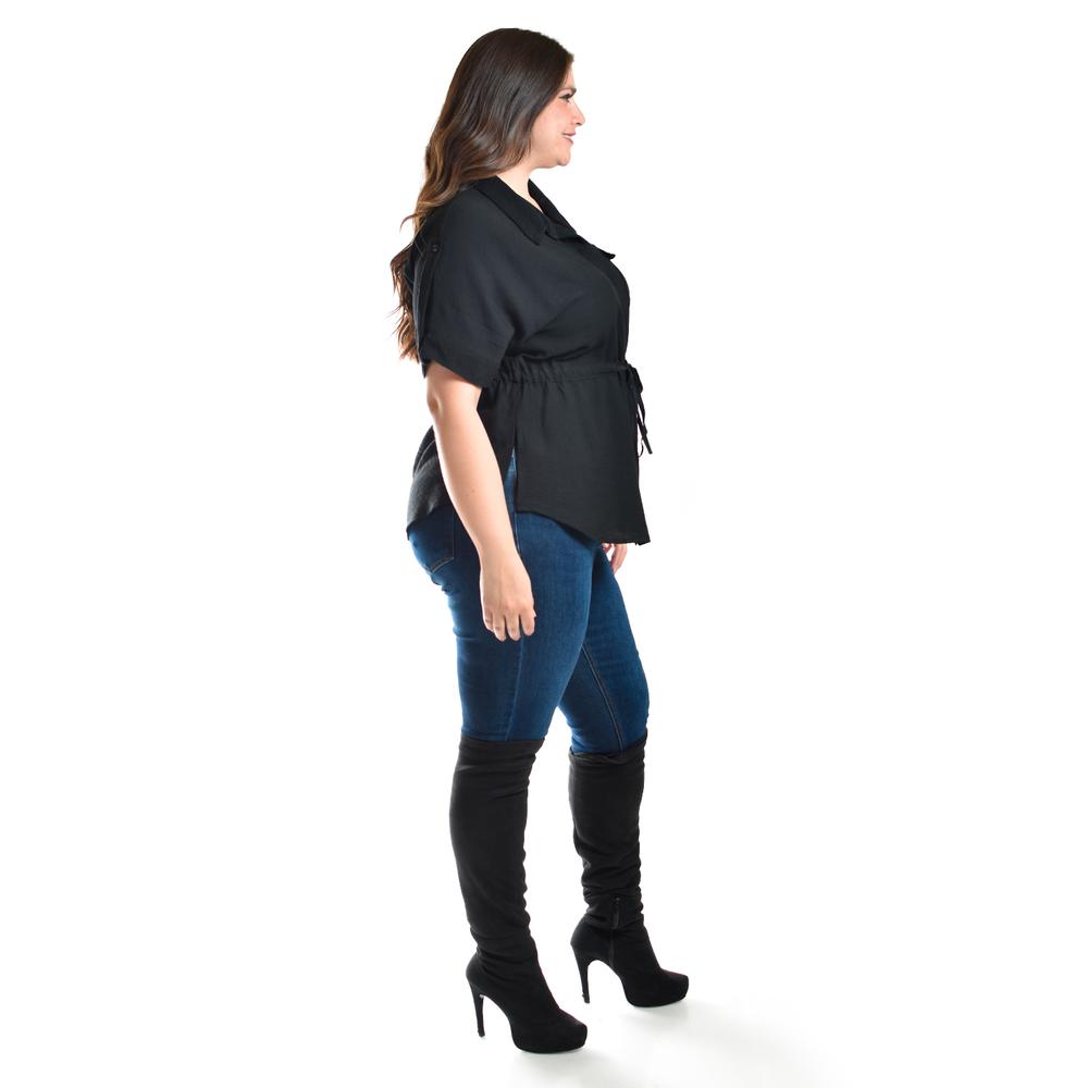 Foto 3 pulgar | Blusa Camisera Ajustable Roman Fashion /tallas Extras, 2436 (negro) Negro