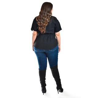 Foto 3 | Blusa Camisera Ajustable Roman Fashion /tallas Extras, 2436 (negro) Negro