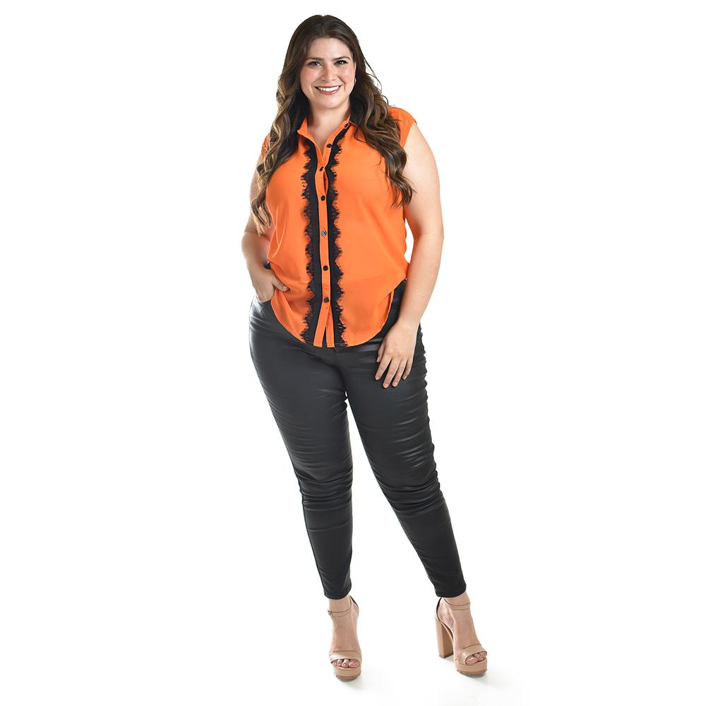Foto 1 | Blusa Con Detalle De Encanje Roman Fashion /tallas Extras, 8004 (naranja) Naranja