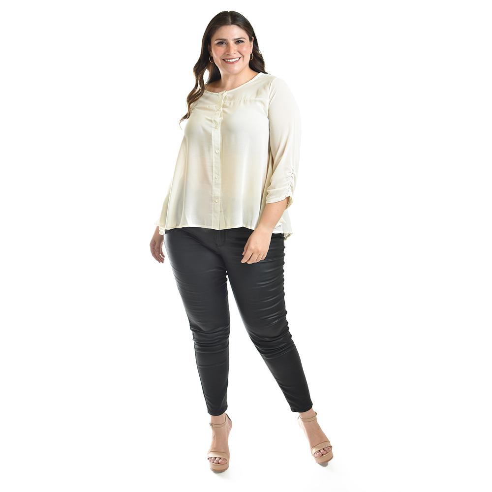 Foto 2 pulgar | Blusa Con Abertura En Espalda Roman Fashion /talllas Extras, 8035 (hueso) Beige
