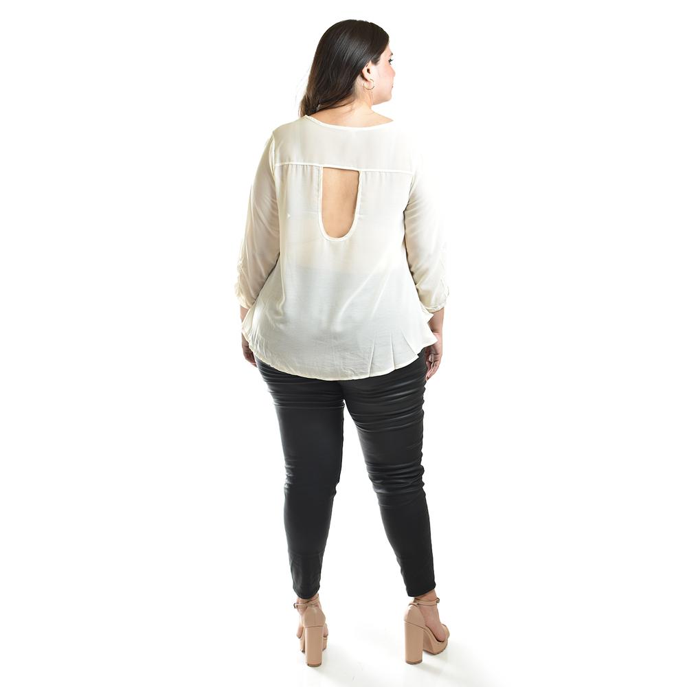 Foto 4 pulgar | Blusa Con Abertura En Espalda Roman Fashion /talllas Extras, 8035 (hueso) Beige