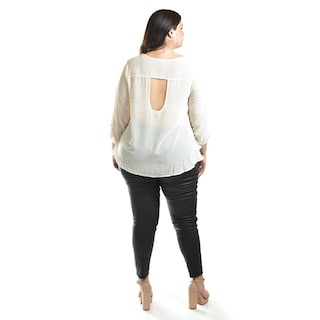 Foto 3 | Blusa Con Abertura En Espalda Roman Fashion /talllas Extras, 8035 (hueso) Beige