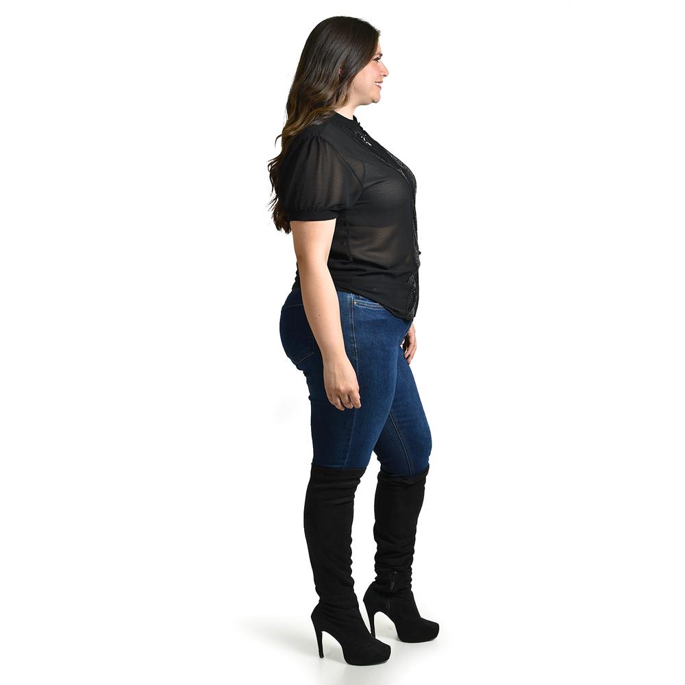 Foto 2 | Blusa Con Detalles De Lentejuela Roman Fashion /tallas Extras, 8034 (negro) Negro