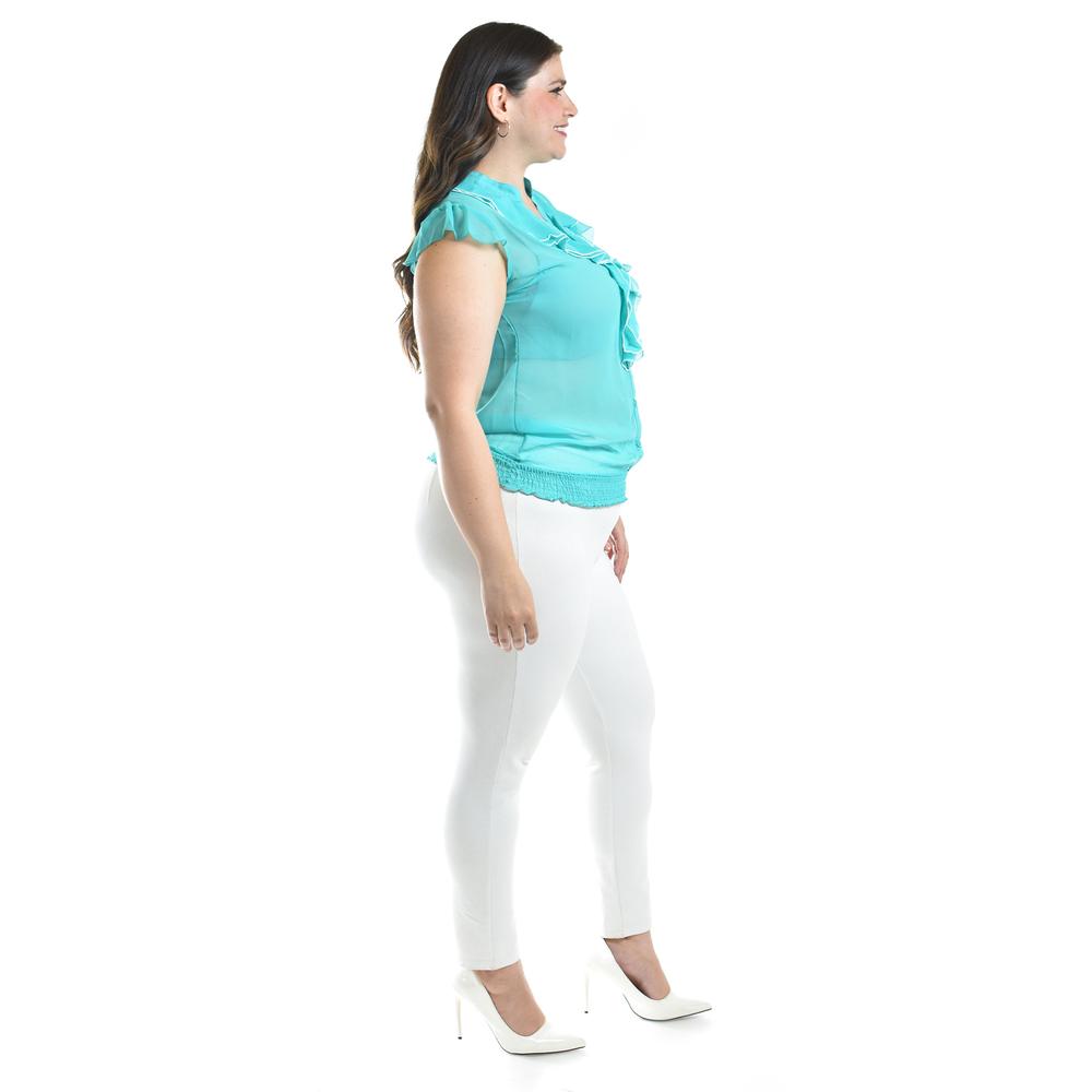 Foto 3 pulgar | Blusa Con Detalle De Olan Roman Fashion / Tallas Extras, 8048 (menta) Verde Claro