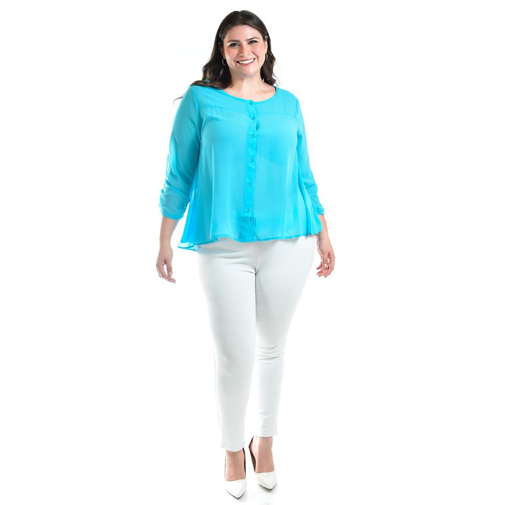 Foto 1 | Blusa Con Abertura En Espalda Roman Fashion /talllas Extras, 8035 (azul Claro) Azul