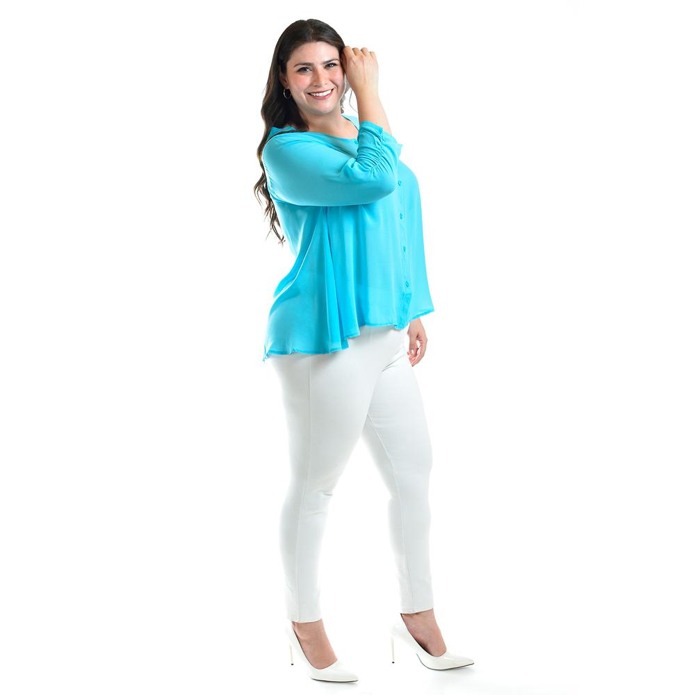 Foto 3 pulgar | Blusa Con Abertura En Espalda Roman Fashion /talllas Extras, 8035 (azul Claro) Azul