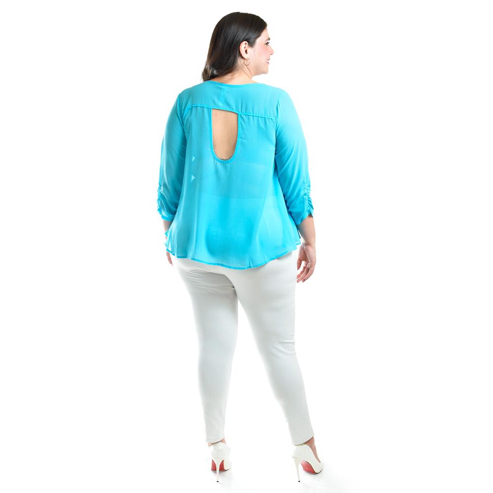 Foto 4 pulgar | Blusa Con Abertura En Espalda Roman Fashion /talllas Extras, 8035 (azul Claro) Azul