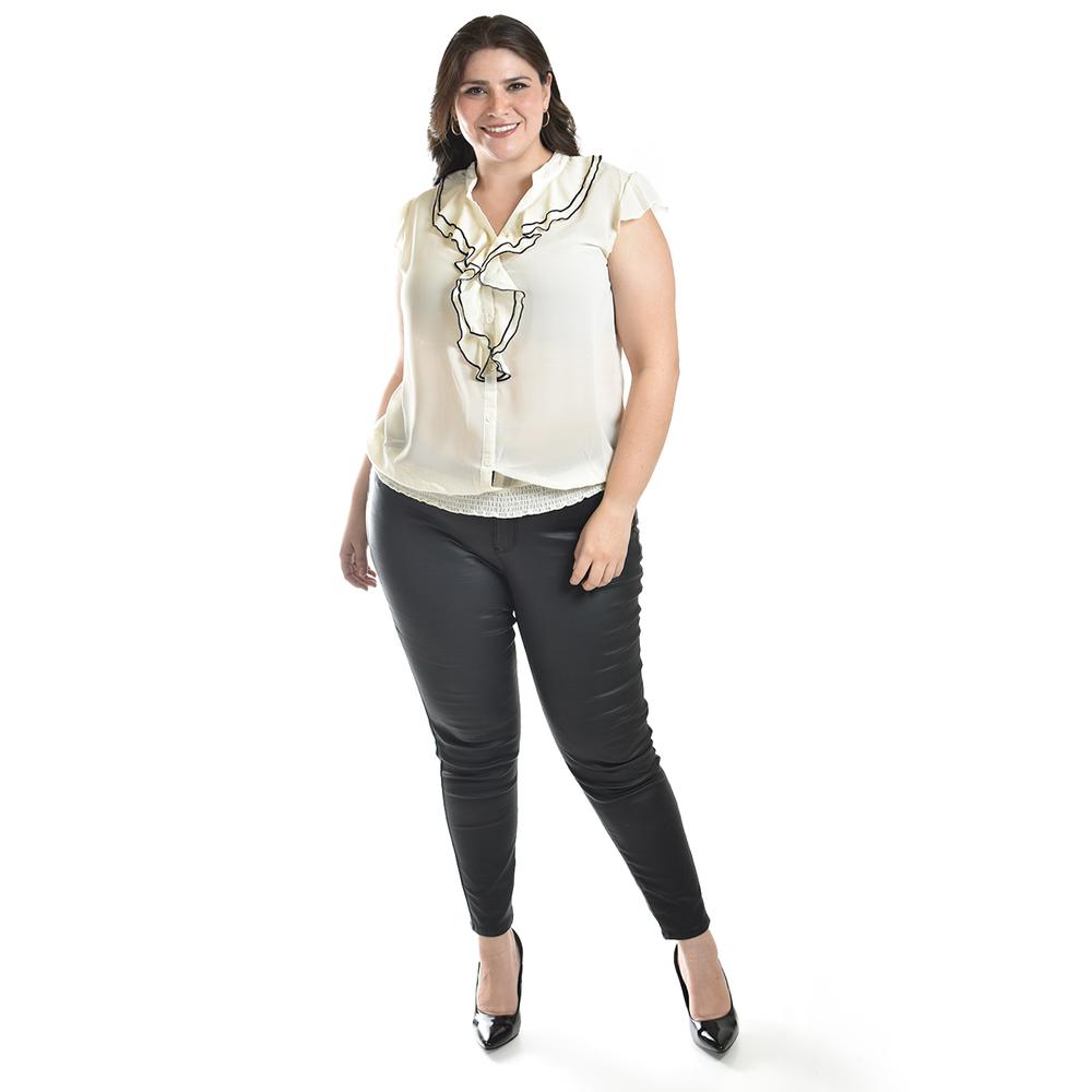 Foto 2 pulgar | Blusa Con Detalle De Olan Roman Fashion / Tallas Extras, 8048 (beige) Beige