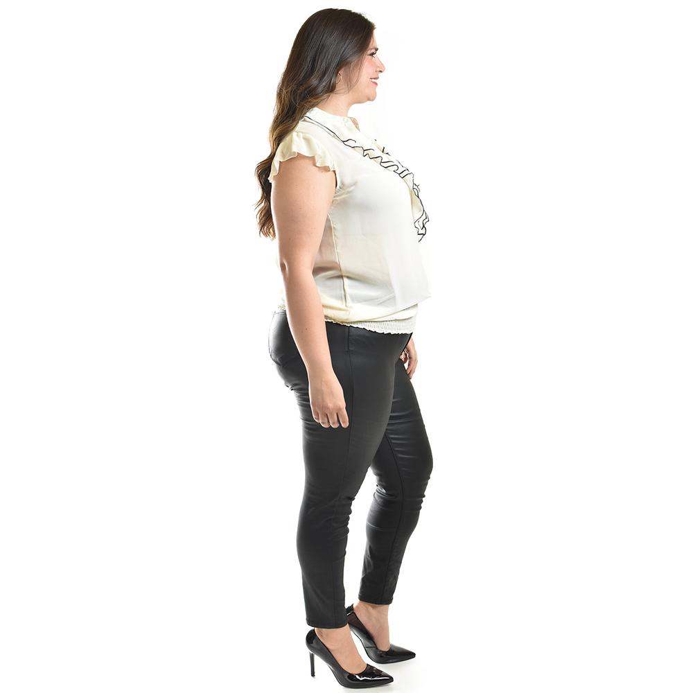 Foto 3 pulgar | Blusa Con Detalle De Olan Roman Fashion / Tallas Extras, 8048 (beige) Beige
