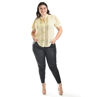Foto 4 | Blusa Con Detalles De Lentejuela Roman Fashion /tallas Extras, 8034 (dorado) Dorado