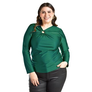Foto 1 | Blusa Con Abertura Asimetrica Roman Fashion /tallas Extras, 1841 (verde Botella) Verde Oscuro