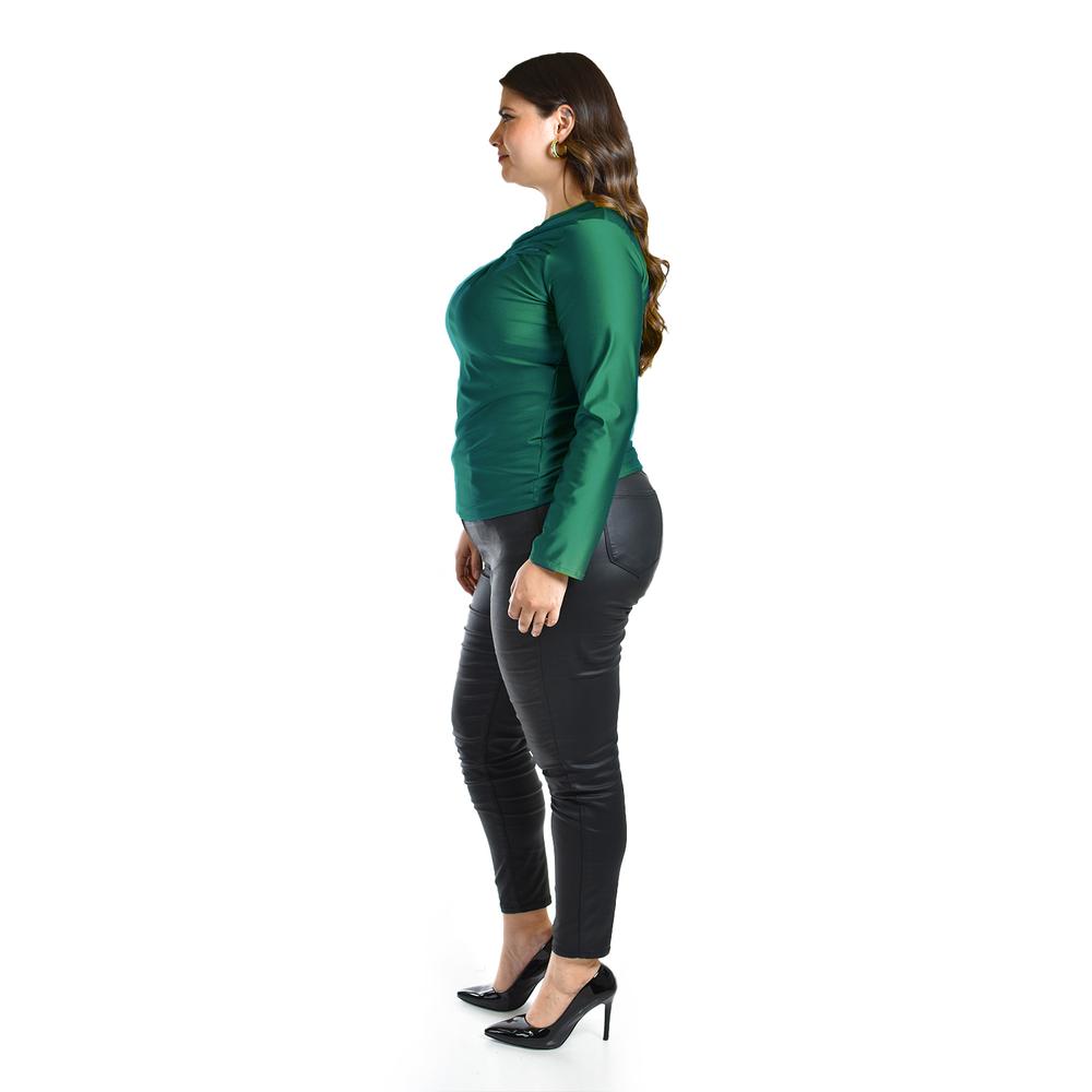 Foto 4 pulgar | Blusa Con Abertura Asimetrica Roman Fashion /tallas Extras, 1841 (verde Botella) Verde Oscuro
