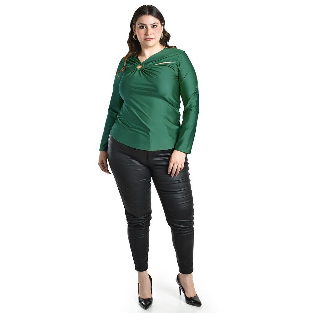 Foto 6 pulgar | Blusa Con Abertura Asimetrica Roman Fashion /tallas Extras, 1841 (verde Botella) Verde Oscuro