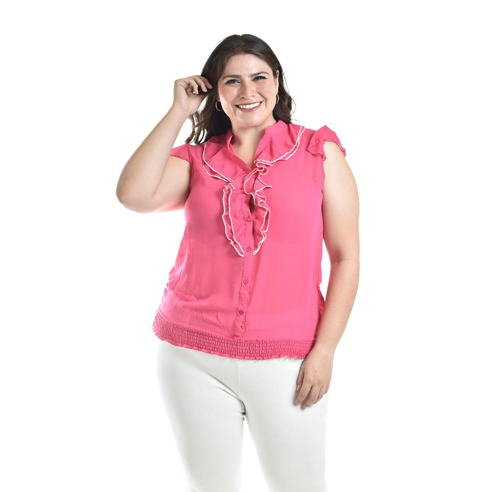 Foto 2 pulgar | Blusa Con Detalle De Olan Roman Fashion / Tallas Extras, 8048 (fiusha) Fucsia