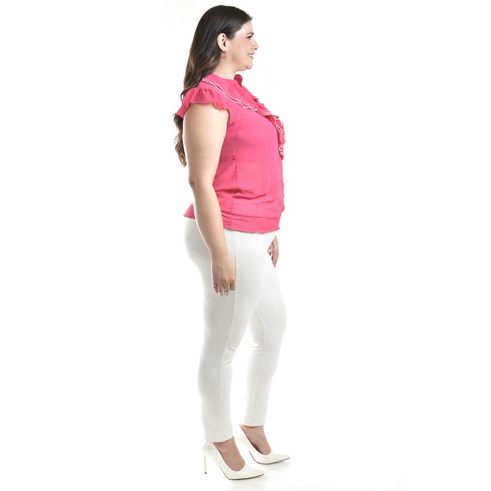 Foto 3 pulgar | Blusa Con Detalle De Olan Roman Fashion / Tallas Extras, 8048 (fiusha) Fucsia