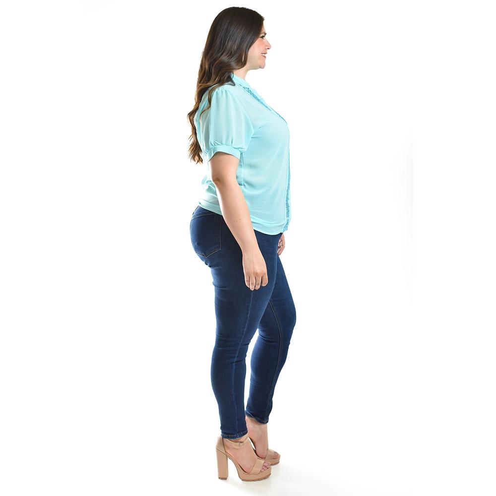 Foto 3 pulgar | Blusa Con Detalles De Lentejuela Roman Fashion /tallas Extras, 8034 (menta) Azul