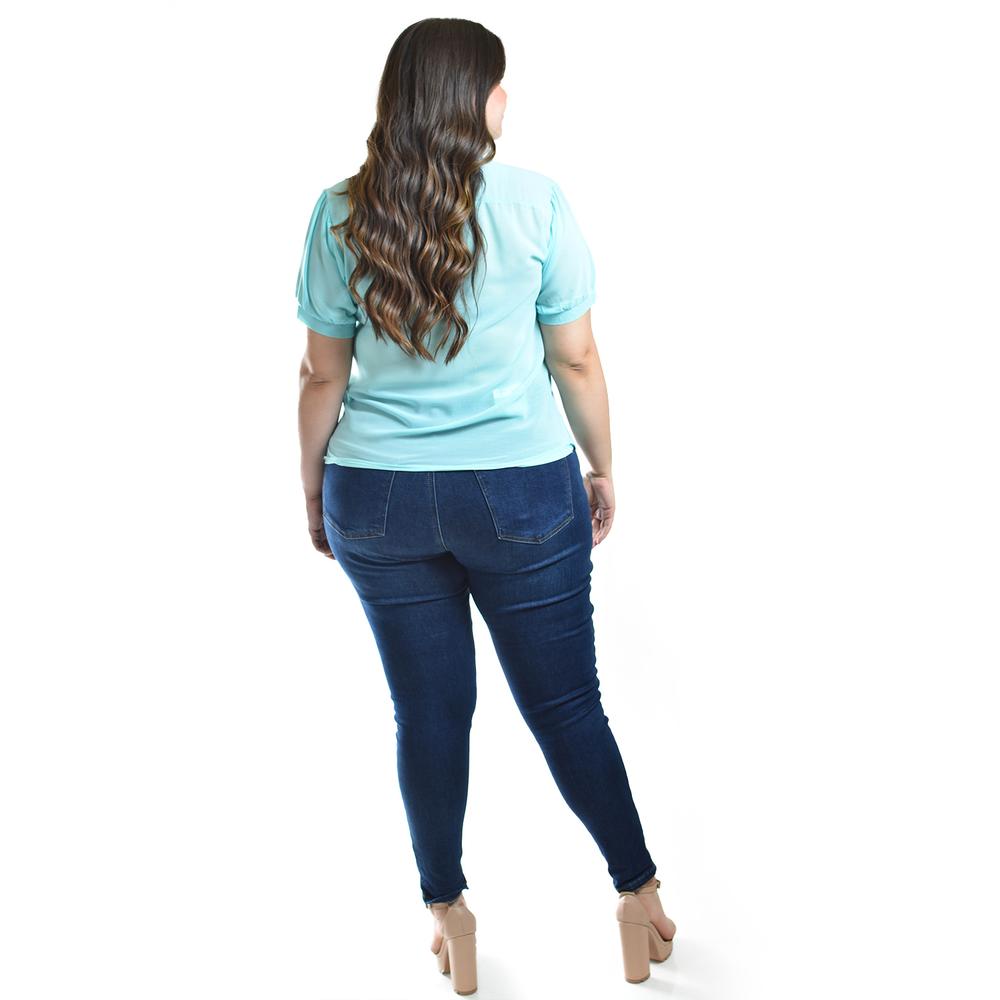 Foto 4 pulgar | Blusa Con Detalles De Lentejuela Roman Fashion /tallas Extras, 8034 (menta) Azul