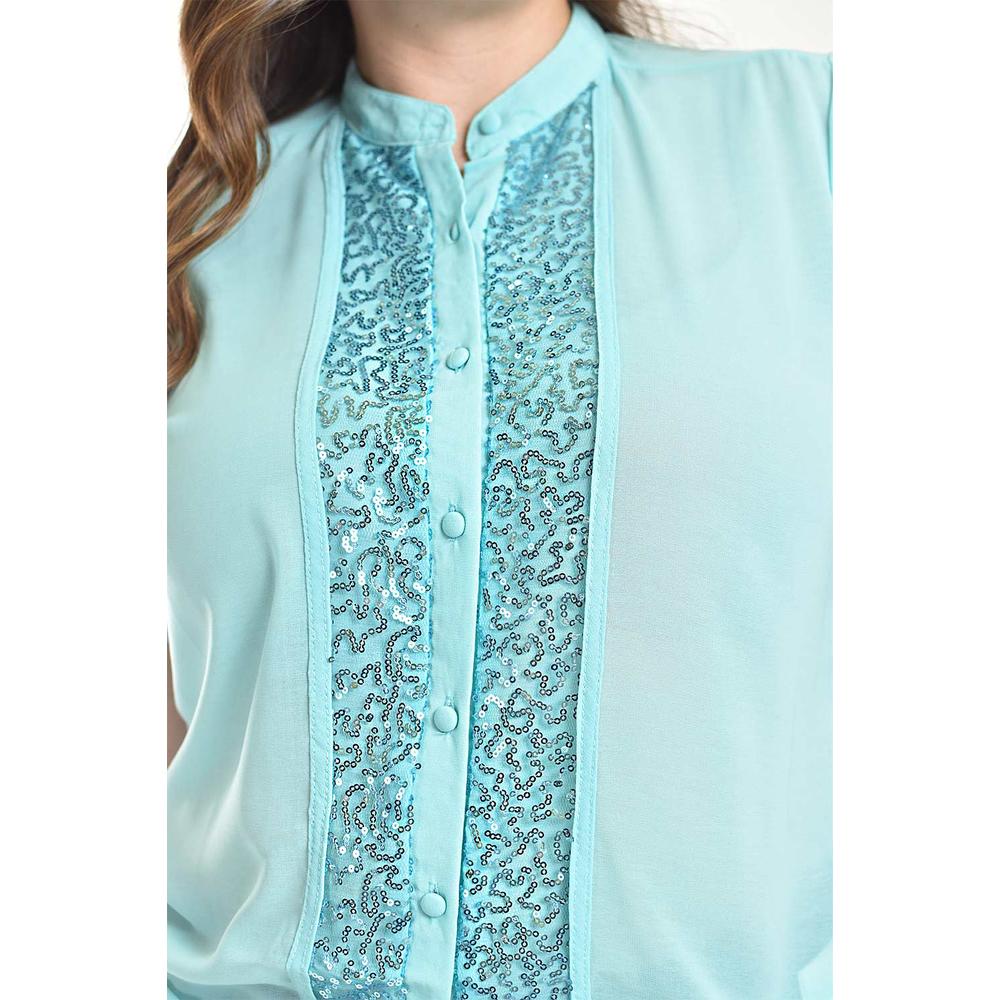 Foto 5 pulgar | Blusa Con Detalles De Lentejuela Roman Fashion /tallas Extras, 8034 (menta) Azul