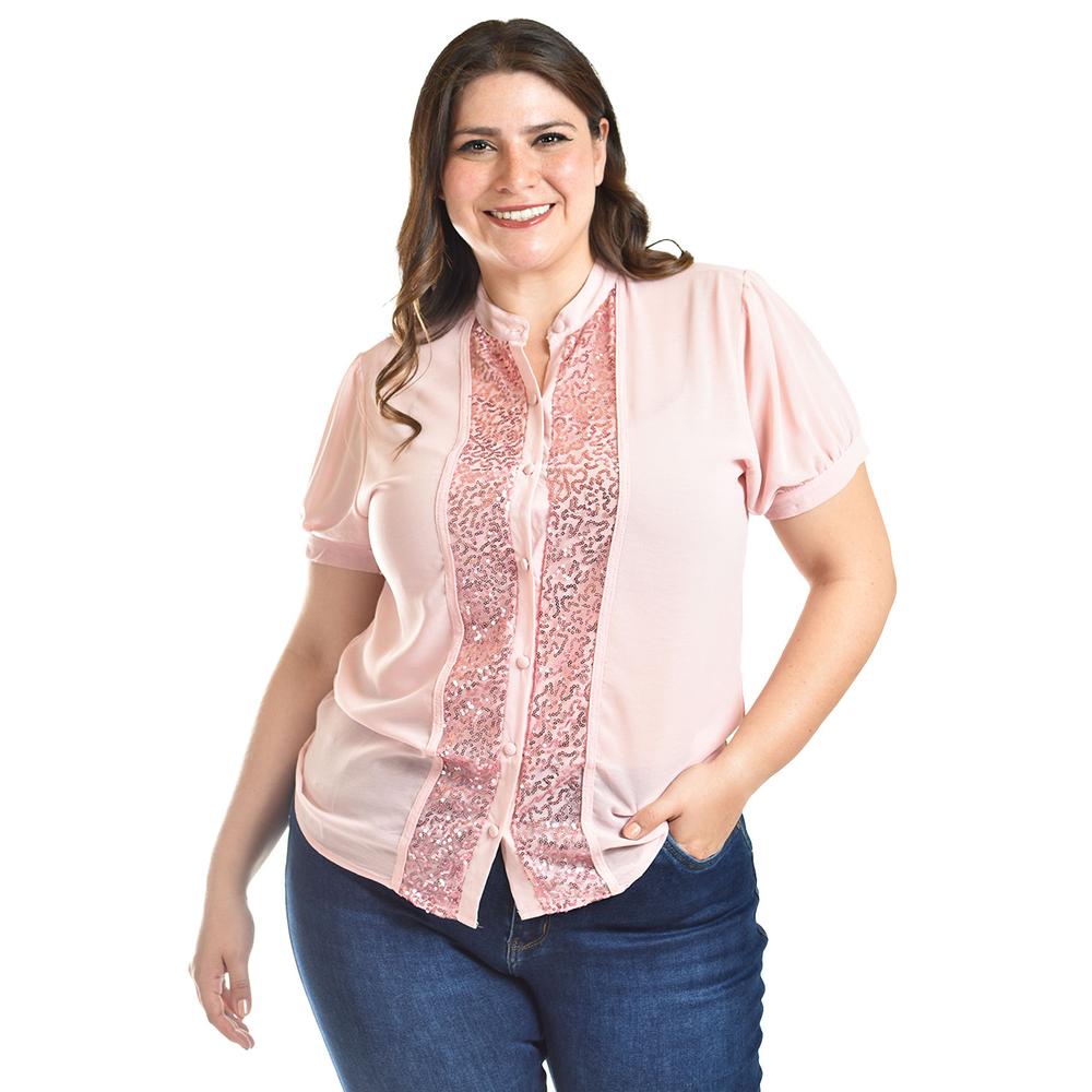 Foto 2 pulgar | Blusa Con Detalles De Lentejuela Roman Fashion /tallas Extras, 8034 (rosa) Rosa