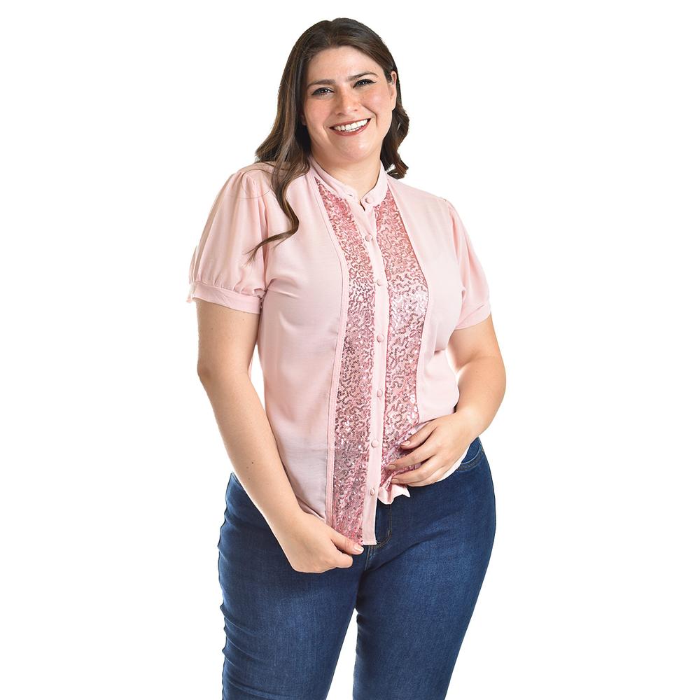 Foto 5 pulgar | Blusa Con Detalles De Lentejuela Roman Fashion /tallas Extras, 8034 (rosa) Rosa