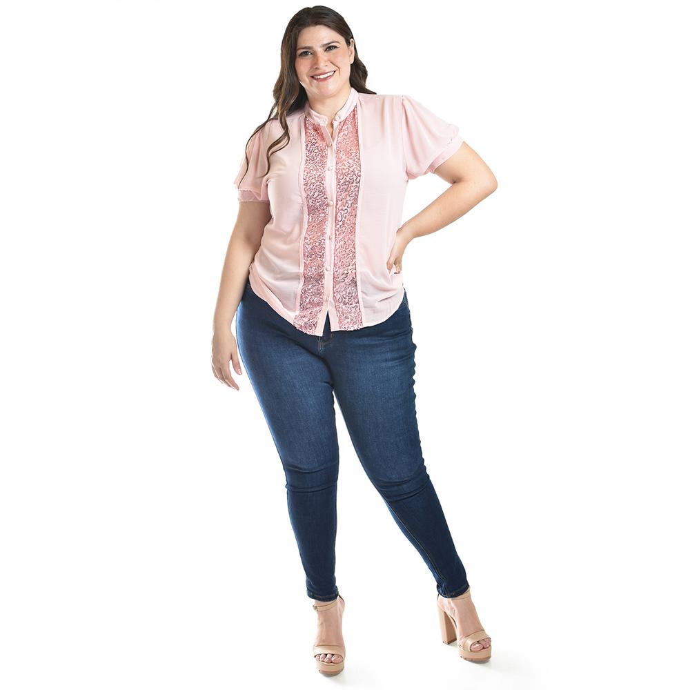 Foto 5 | Blusa Con Detalles De Lentejuela Roman Fashion /tallas Extras, 8034 (rosa) Rosa
