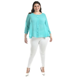 Foto 1 | Blusa Con Abertura En Espalda Roman Fashion /talllas Extras, 8035 (menta) Verde Claro