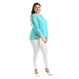 Foto 2 | Blusa Con Abertura En Espalda Roman Fashion /talllas Extras, 8035 (menta) Verde Claro