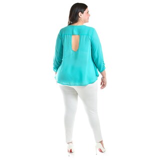 Foto 3 | Blusa Con Abertura En Espalda Roman Fashion /talllas Extras, 8035 (menta) Verde Claro