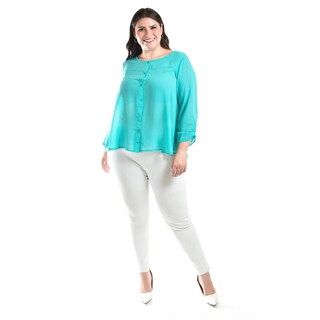 Foto 4 | Blusa Con Abertura En Espalda Roman Fashion /talllas Extras, 8035 (menta) Verde Claro