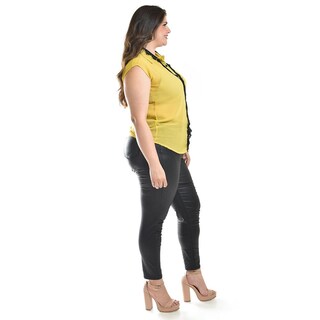 Foto 2 | Blusa Con Detalle De Encaje Roman Fashion /tallas Extras, 8004 (amarillo) Amarillo