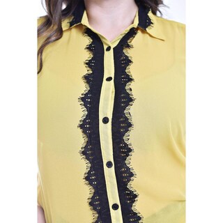 Foto 4 | Blusa Con Detalle De Encaje Roman Fashion /tallas Extras, 8004 (amarillo) Amarillo