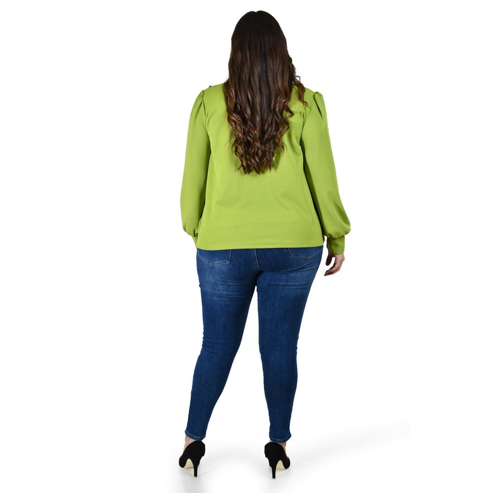 Foto 4 pulgar | Blusa Con Detalle De Flor En Hombro Roman Fashion /tallas Extras, 5106 (verde) Verde