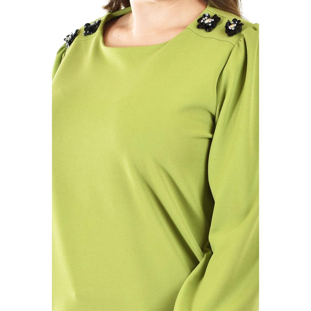 Foto 5 pulgar | Blusa Con Detalle De Flor En Hombro Roman Fashion /tallas Extras, 5106 (verde) Verde