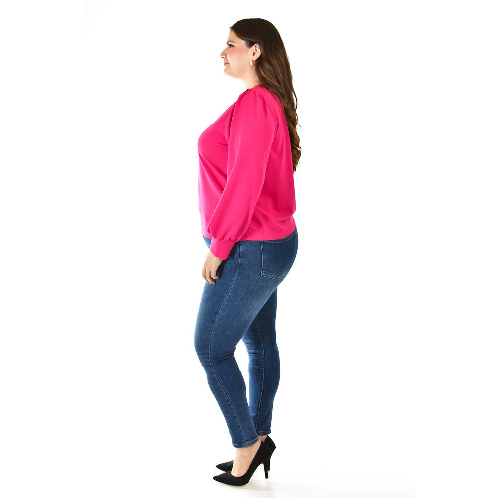 Foto 2 | Blusa con Flor en Hombro Roman Fashion 5106 Fucsia para Mujer