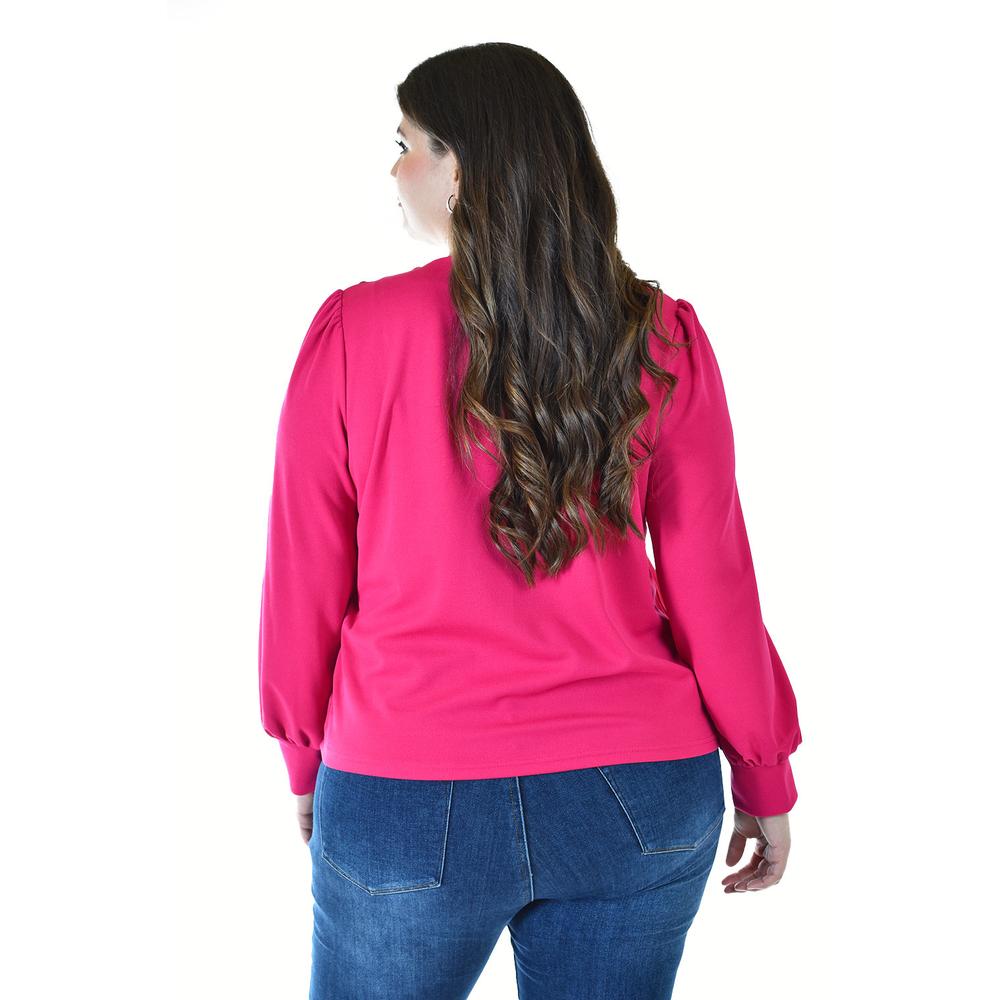 Foto 3 | Blusa con Flor en Hombro Roman Fashion 5106 Fucsia para Mujer