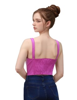 Foto 3 | Blusa Corset De Vinipiel Ajustable Rosa