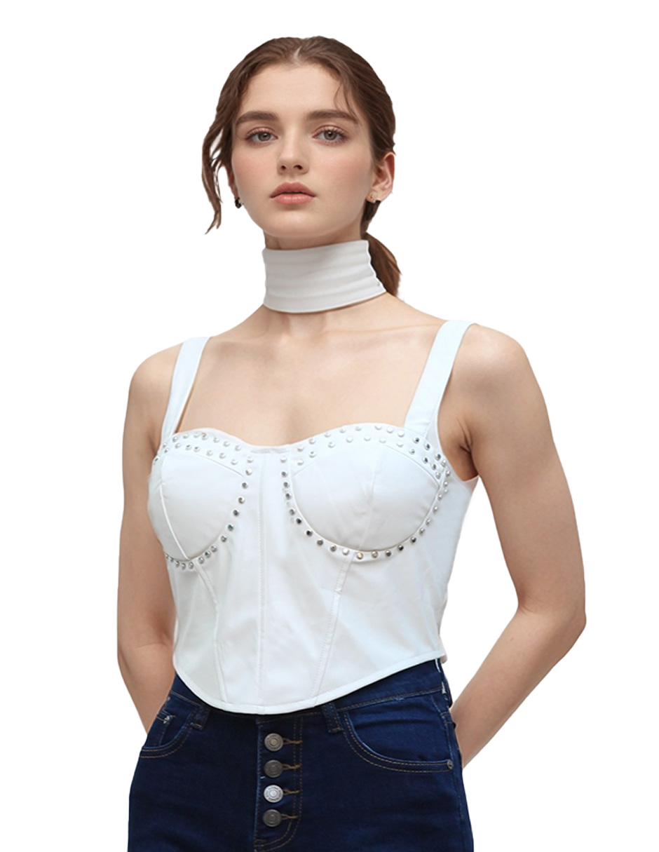 Blusa Corset De Vinipiel Ajustable Blanco