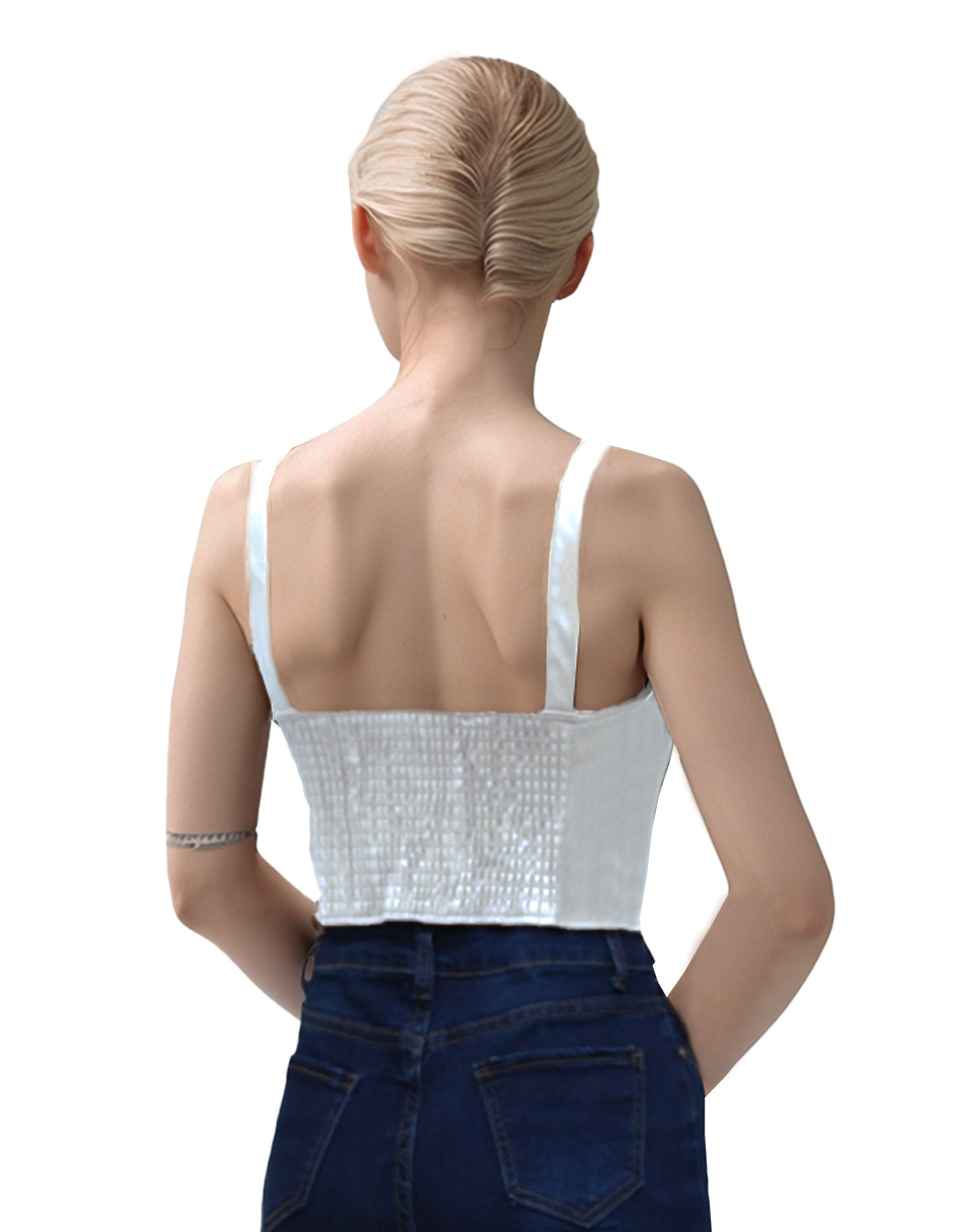 Foto 4 pulgar | Blusa Corset De Vinipiel Ajustable Blanco