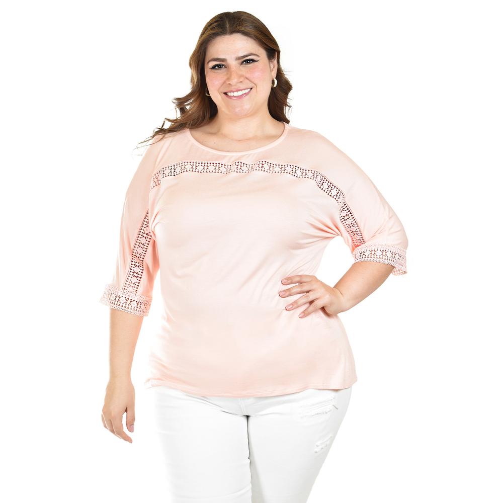Blusa Con Detalle De Encaje Roman Fashion /tallas Extras, 242 (palo De Rosa) Rosa