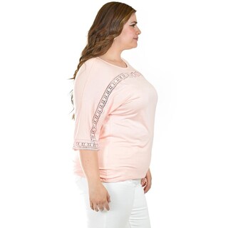 Foto 2 | Blusa Con Detalle De Encaje Roman Fashion /tallas Extras, 242 (palo De Rosa) Rosa