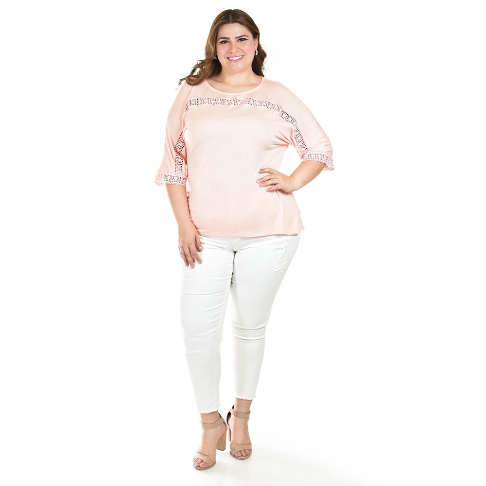 Foto 6 pulgar | Blusa Con Detalle De Encaje Roman Fashion /tallas Extras, 242 (palo De Rosa) Rosa