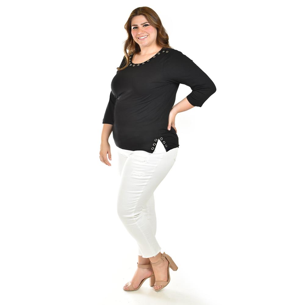 Foto 2 pulgar | Blusa Con Detalles Metalicos Roman Fashion /tallas Extras, 276 (negro) Negro