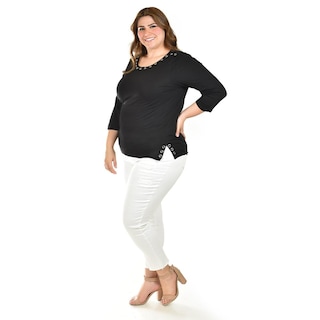 Foto 1 | Blusa Con Detalles Metalicos Roman Fashion /tallas Extras, 276 (negro) Negro