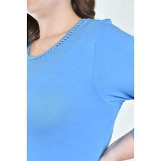 Foto 4 | Blusa Asimetrica Con Detalles De Encanje Roman Fashion /tallas Extras, 274 (azul Claro) Azul