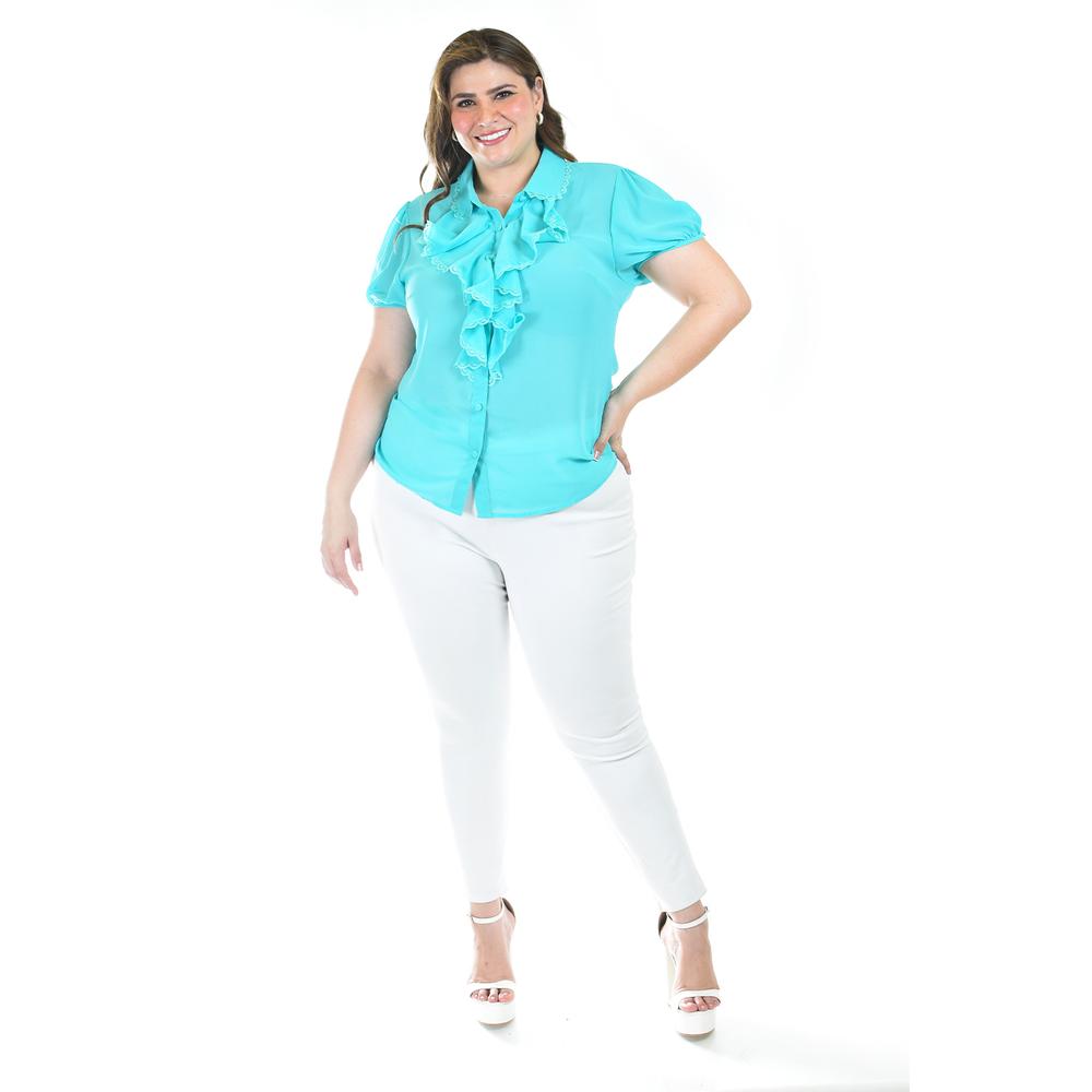 Foto 5 pulgar | Blusa Con Detalle De Olanes Roman Fashion /tallas Extras, 204 (menta) Turquesa
