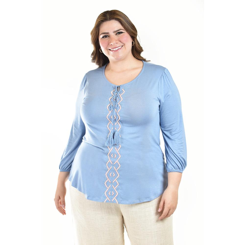 Blusa Diseño Bohemio Roman Fashion/ Tallas Extras, 246 (azul Claro) Azul
