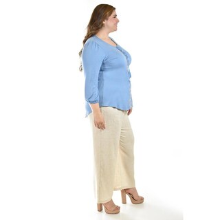 Foto 2 | Blusa Diseño Bohemio Roman Fashion/ Tallas Extras, 246 (azul Claro) Azul