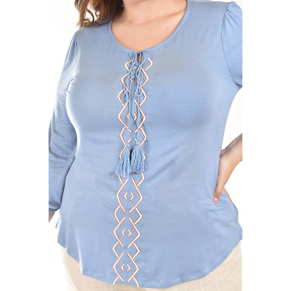 Foto 5 pulgar | Blusa Diseño Bohemio Roman Fashion/ Tallas Extras, 246 (azul Claro) Azul