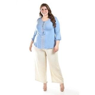 Foto 5 | Blusa Diseño Bohemio Roman Fashion/ Tallas Extras, 246 (azul Claro) Azul